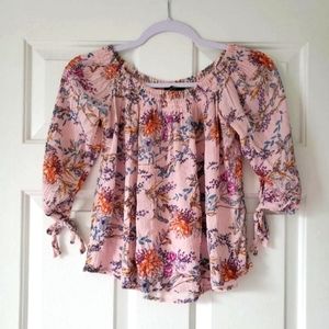 Pink Floral Off Shoulder Blouse...size L
